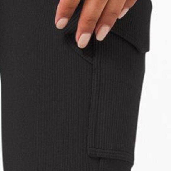 EUC Lululemon Trail Trekker High-Rise Black Ribbed Tights 25" - Picture 3 of 7